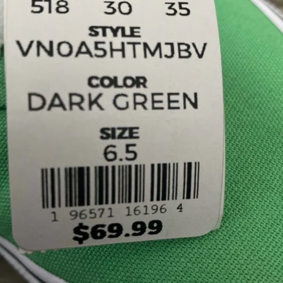 Size 6.5 green lace up Vans skate shoes, sneakers, skateboarding shoes - Picture 3 of 3